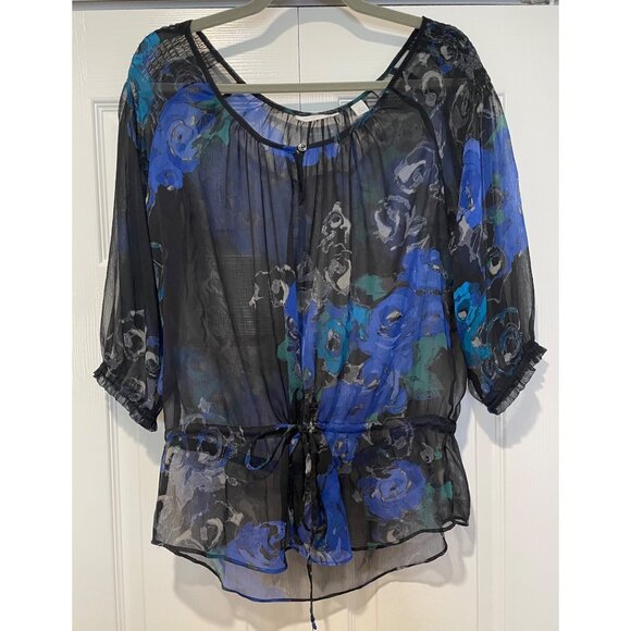 New York & Company Tops - NY & Co Womens Oversized Sheer‎ Floral Top Size S Fairy Grunge Whimsigoth Y2K